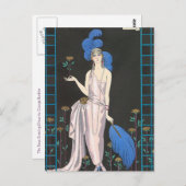 Carte Postale Robe de soirée Rose de George Barbier (Devant / Derrière)