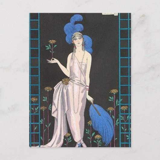 Carte Postale Robe de soirée Rose de George Barbier (Devant)