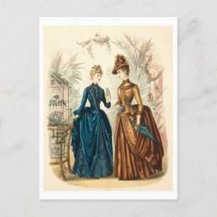 Carte Postale Robe d'illustration de mode vintage 1886