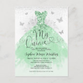 Carte Postale Robe en argent vert Sage Mis Quince Quinceañera (Devant)