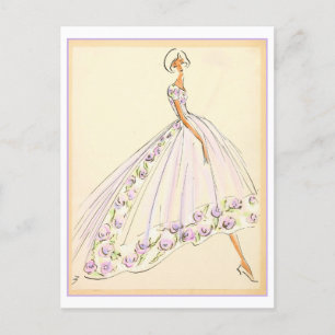 Carte Postale Robe Fleurie Dessin de mode