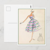 Carte Postale Robe Fleurie Dessin de mode (Devant / Derrière)