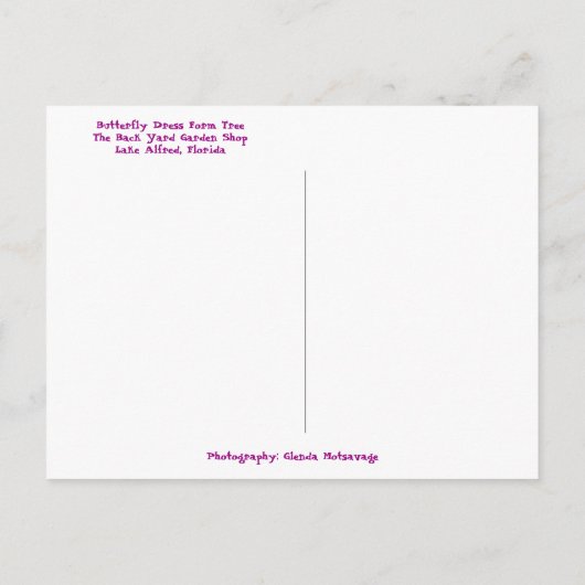 Carte Postale Robe Mannequin Papillon Forme Arbre de Noël (Dos)
