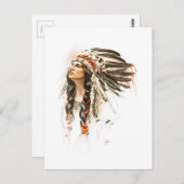 Carte Postale Robe principale indienne 1 de Hiawatha de chanson (Devant / Derrière)