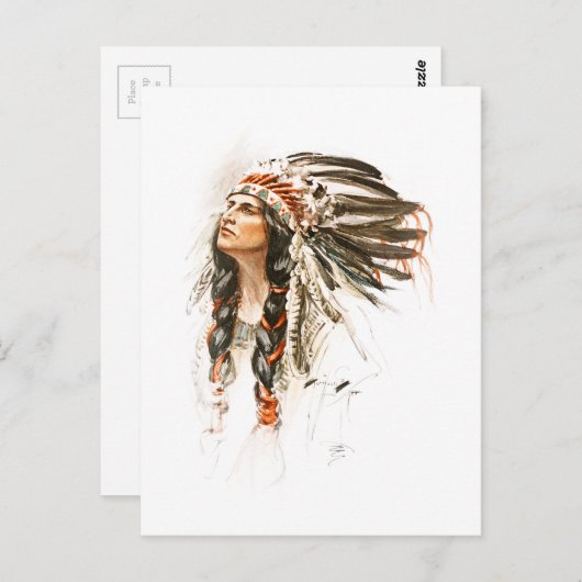 Carte Postale Robe principale indienne 1 de Hiawatha de chanson (Devant / Derrière)