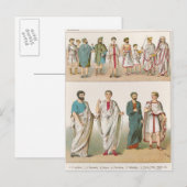Carte Postale Robe romaine, de 'Trachten der Voelker', 1864 (Devant / Derrière)