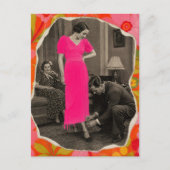 Carte Postale Robe rose chaud mode Dame Collage (Devant)