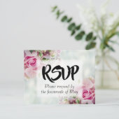 Carte Postale Robe rose florale Bouquet Mariage RSVP (Debout devant)