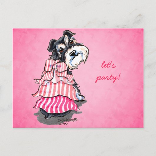Carte Postale Robe rose Girly Schnauzer Hors-Leash Art™ (Devant)