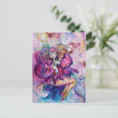 CARTE POSTALE ROBE ROSE MUSICALE (Debout devant)