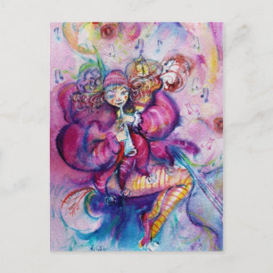 CARTE POSTALE ROBE ROSE MUSICALE