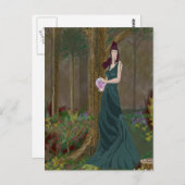 Carte postale Robe verte Lady in Forrest (Devant / Derrière)
