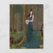Carte postale Robe verte Lady in Forrest (Devant)