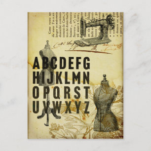 Carte Postale Robe vintage française de la machine à coudre Cart