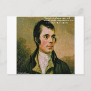 Carte Postale Robert Burns & Célèbre citation de suspicion
