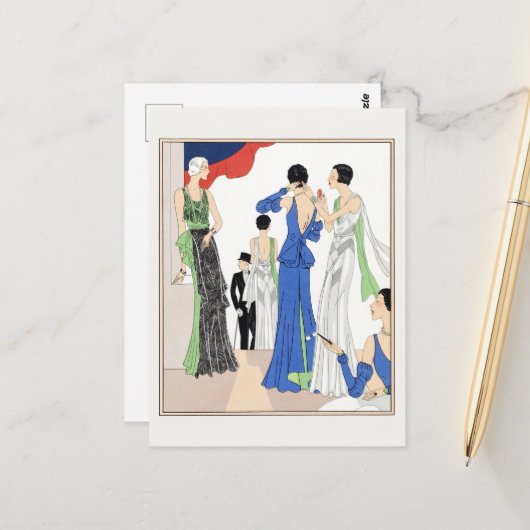 Carte Postale Robes du soir (1932) par Paquin (Devant/Arrière en situation)