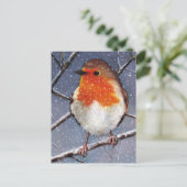 CARTE POSTALE ROBIN ANGLAIS DANS LA NEIGE : HUL PASTEL ART (Debout devant)