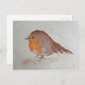 Carte Postale Robin aquarelle (Devant / Derrière)