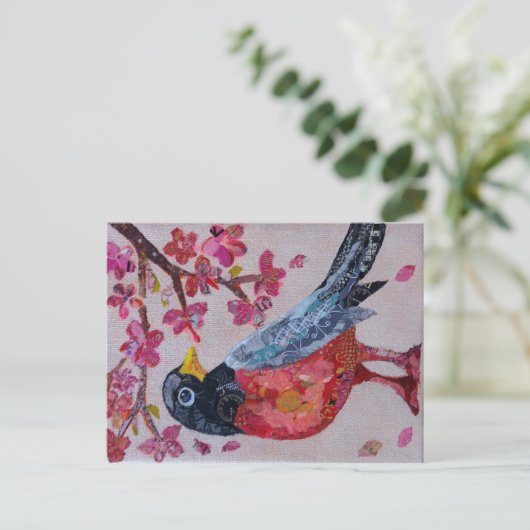 Carte Postale Robin collage art (Debout devant)