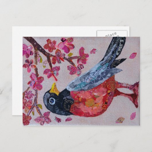 Carte Postale Robin collage art (Devant / Derrière)