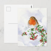 Carte postale - Robin de Noël (Devant / Derrière)