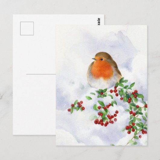 Carte postale - Robin de Noël (Devant / Derrière)