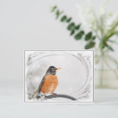 Carte Postale Robin en hiver (Debout devant)