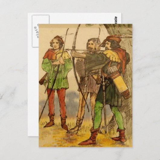 Carte postale Robin Hood Design Vintage (Devant / Derrière)