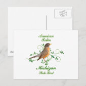 Carte Postale Robin Michigan State Bird (Devant / Derrière)