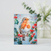 Carte Postale Robin Nature Style impressionniste Art (Debout devant)