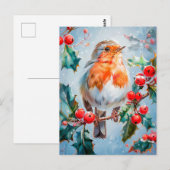 Carte Postale Robin Nature Style impressionniste Art (Devant / Derrière)