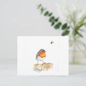 Carte Postale Robin Original Aquarelle Design (Debout devant)