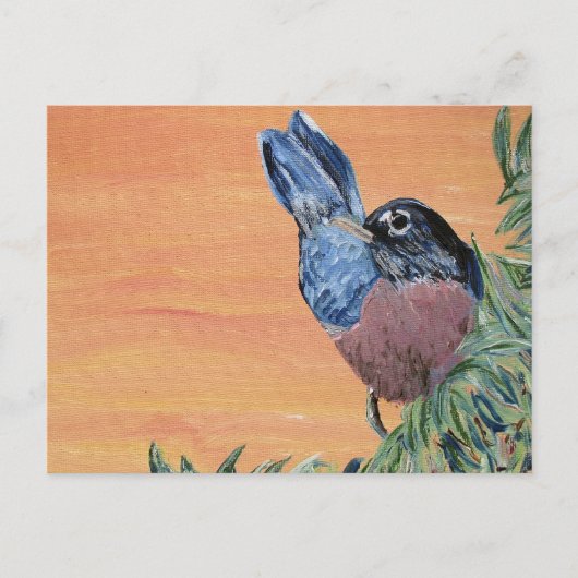 Carte postale - Robin Peinture acrylique (Devant)