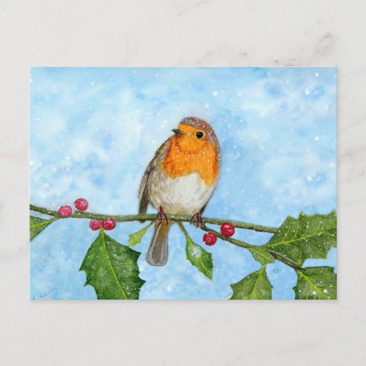 Carte postale Robin Red Breast Watercolor Painting (Devant)