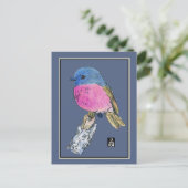Carte Postale Robin rose Colorful Petit Oiseau (Debout devant)