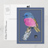 Carte Postale Robin rose Colorful Petit Oiseau (Devant / Derrière)