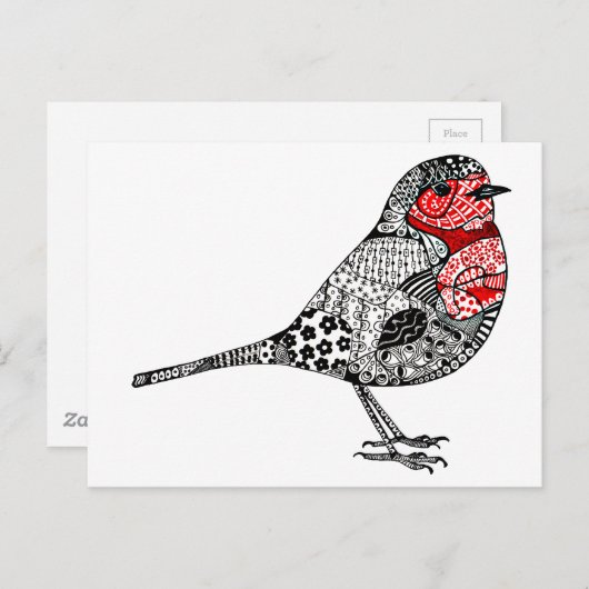 Carte Postale Robin rouge (Devant / Derrière)