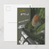 Carte Postale Robin sur vélo fermer Happy Spring Postcard (Devant / Derrière)
