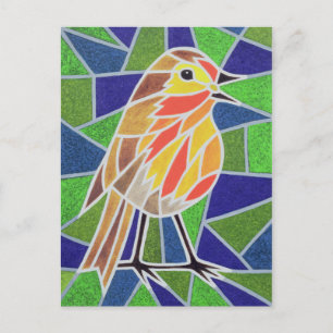 Carte Postale Robin sur verre tendu