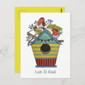 Carte Postale Robins Aux Bleuets Et Aux Oiseaux (Devant / Derrière)