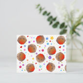 Carte Postale Robins mignons et fleurs motif (Debout devant)