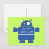 Carte postale Robot Bleu Cute (Devant / Derrière)
