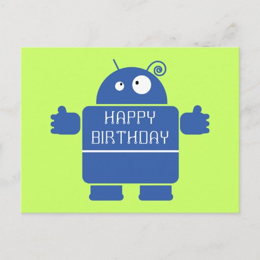 Carte postale Robot Bleu Cute (Devant)