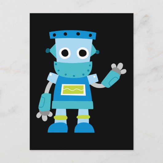 Carte Postale Robot Bleu Enfants Coloré (Devant)