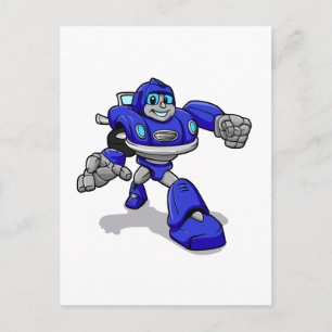 Carte Postale Robot bleu pour enfants - Choisir la couleur arriè
