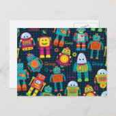 Carte Postale Robot coloré pour enfants (Devant / Derrière)