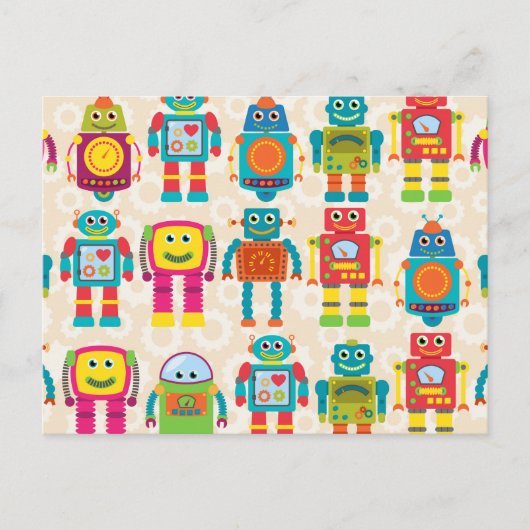 Carte Postale Robot coloré pour enfants (Devant)
