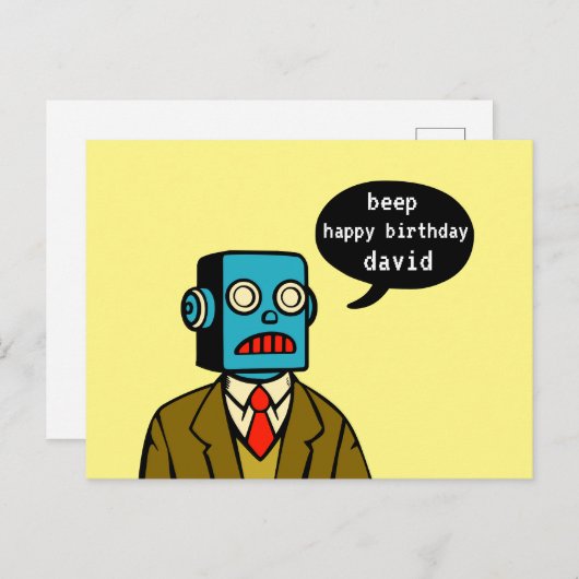 Carte Postale Robot d'anniversaire (Devant / Derrière)