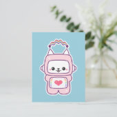 Carte Postale Robot de chat rose mignon (Debout devant)