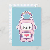 Carte Postale Robot de chat rose mignon (Devant / Derrière)